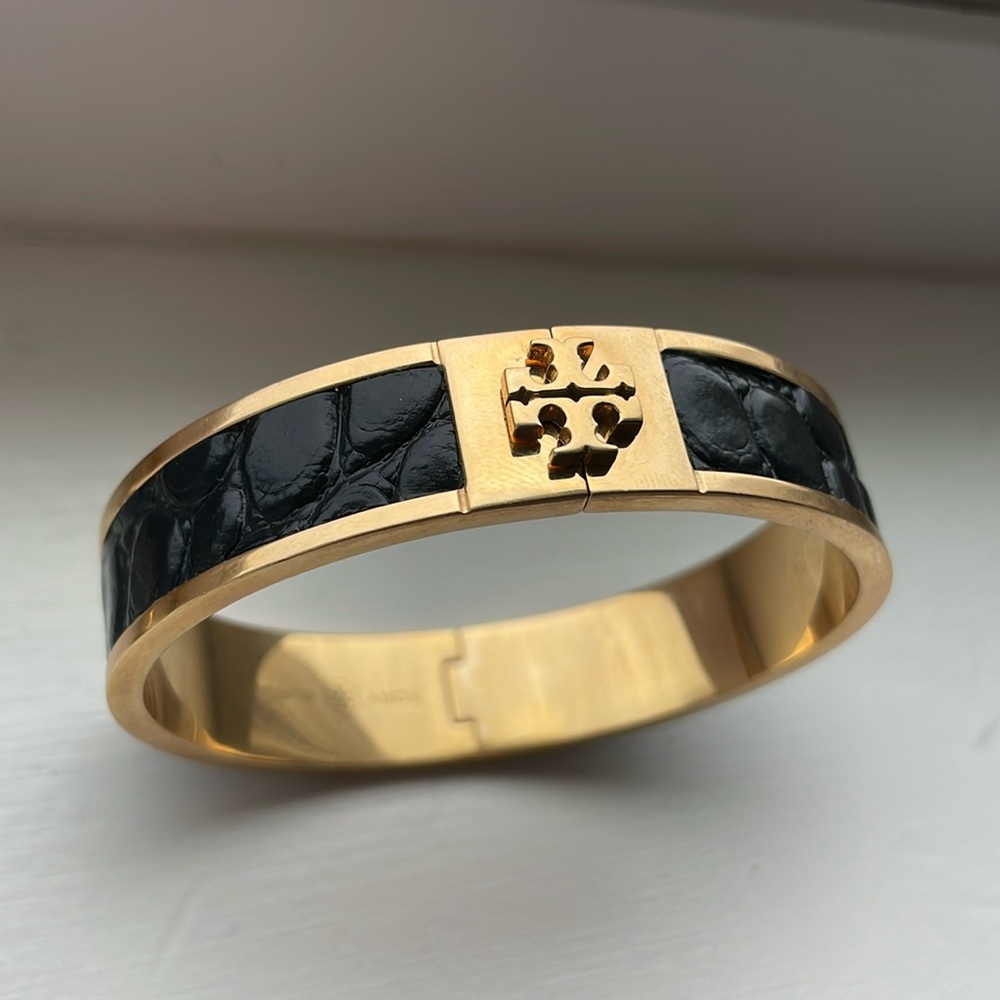 Black & Gold Tory Burch Hinge Bracelet